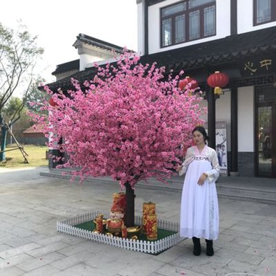 DEKIST Simulation Peach Tree, Pink Artificial Cherry Tree New Year Valentine's Day Decoration Wishing Tree Shopping Mall Wedding Decoration Simulation Plant Fake Peach Tree 1.5 * 1.2m