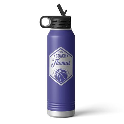 Basketball, Basketball Coach, Personalized Basketball Tumbler, Basketball, basketball gift, basketball coach (32oz Water Bottle, Purple)