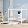 Quarte Lovely Kids House Bed with Trundle,Twin Size Metal House Bed with Roof,for Kids, Teen, Toddler Bedroom,No Box Spring Needed (Black#e) view 1