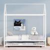 Quarte Lovely Kids House Bed with Trundle,Twin Size Metal House Bed with Roof,for Kids, Teen, Toddler Bedroom,No Box Spring Needed (Black#e) view 2