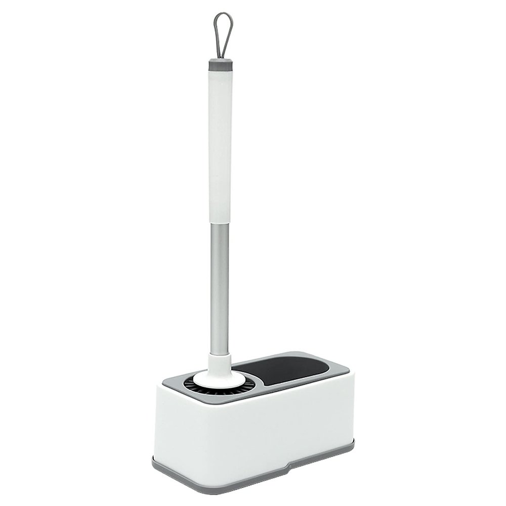 KIZQYN Toilet Brush Toilet Brush,Wall-Mounted Toilet Brush Can Hold Cleaning Supplies Soft Brush Head Long Handle and Shelf Punch-Free Toilet Bowl Brush Toilet Cleaner Brush