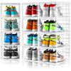 Amllas 12 Pack Clear Shoe Boxes Stackable,Shoe Storage Boxes for Closet,Sturdy Shoe Box Storage Containers with Clear Door,Sneaker Storage,Easy to Assemble,Fit up to US Size 12(13.8x 9.84x 7.1) view 1