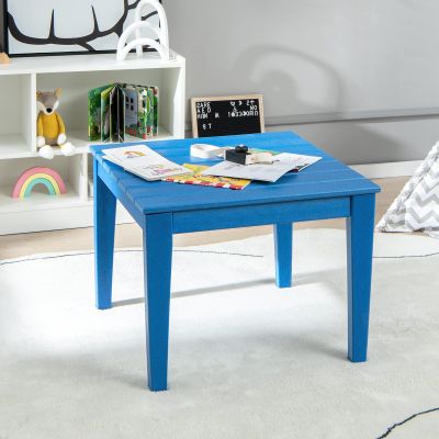Costzon Kids Table, 25.5" x 25.5" Square Activity Play Table for Reading, Drawing, All-Weather & Heavy-Duty, Waterproof Table for Playroom, Nursery, Backyard, Indoor & Outdoor, Toddler Table (Blue)