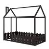 Anwick Kids House Beds, Twin Floor Bed with Fence Wood Cabin Bed Frame Can be Decorated for Kids, Teens, Girls, Boys, Slats are not Included (Espresso) view 4