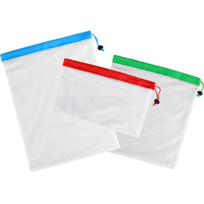 Kisangel 3pcs Reusable Mesh Bags for Fruit and Vegetable Storage, Xmas