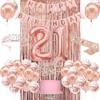 21st Birthday Decorations for Her, Happy 21st Birthday Banner, Crown, Sash, Cake Topper and Number Balloon, Rose Gold 21 Years Old Party Decorations for Her view 1