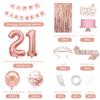 21st Birthday Decorations for Her, Happy 21st Birthday Banner, Crown, Sash, Cake Topper and Number Balloon, Rose Gold 21 Years Old Party Decorations for Her view 2