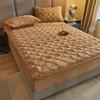 Fitted Sheet Quilted Bed Sheet Velvet Mattress Cover Protector King Queen Full Twin Size with Deep Pocket Up to 12 Inches Soft Warm Breathable (Color : Khaki, Size : 180x220cm) view 1