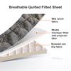 Fitted Sheet Quilted Bed Sheet Velvet Mattress Cover Protector King Queen Full Twin Size with Deep Pocket Up to 12 Inches Soft Warm Breathable (Color : Khaki, Size : 180x220cm) view 3