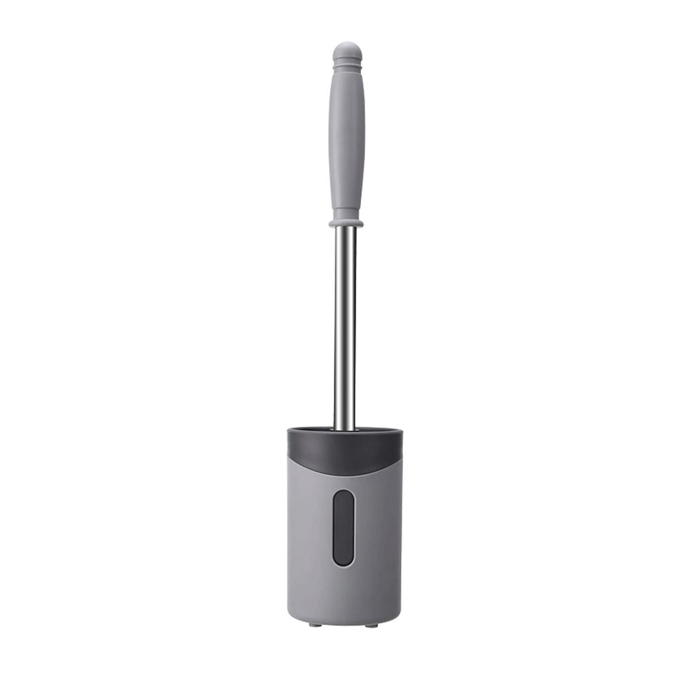 KIZQYN Toilet Brush Toilet Brush,Household Stainless Steel Long Handle Silicone Toilet Brush, Bathroom Cleaning Brush with Holder (White Gray) Toilet Cleaner Brush (Color : Brass)