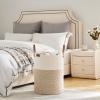 VIPOSCO Tall Laundry Basket, Large Dirty Clothes Hamper with Leather Handle, Woven Rope Storage Basket for Blanket, Toy In Living Room, Bathroom, Bedroom - 58L White & Brown view 4