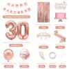 30th Birthday Decorations for Her, Happy 30th Birthday Banner, Crown, Sash, Cake Topper and Number Balloon, Rose Gold 30 Birthday Party Decorations for Women view 2