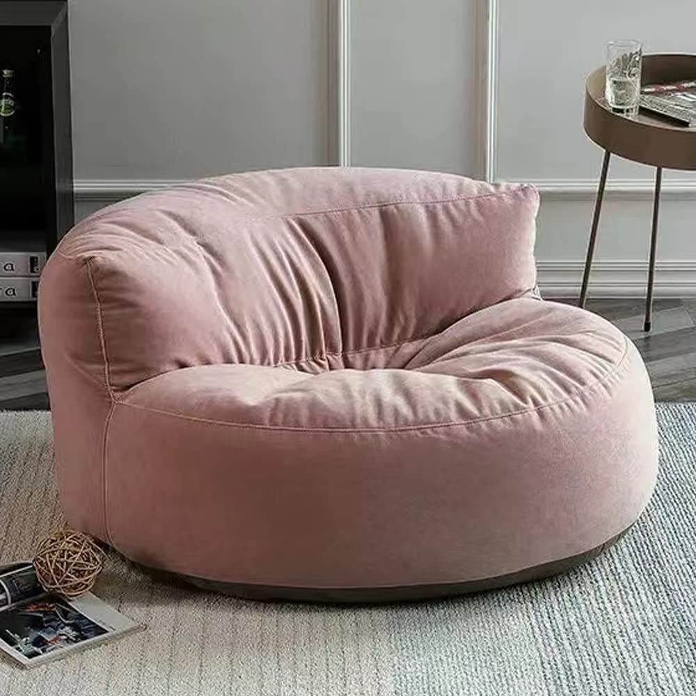 Bean Bag Chair Chenille Bean Bag Cover No Filler Washable Ultra Soft Pouf Ottoman Kids Adults Beanbag Chair Lazy Armchair Couch Floor Seating Living Room Furniture (Color : Light Pink, Size : 100cm