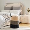 VIPOSCO Tall Laundry Basket, Large Dirty Clothes Hamper with Leather Handle, Woven Rope Storage Basket for Blanket, Toy In Living Room, Bathroom, Bedroom - 58L Brown & Black view 4