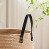 VIPOSCO Tall Laundry Basket, Large Dirty Clothes Hamper with Leather Handle, Woven Rope Storage Basket for Blanket, Toy In Living Room, Bathroom, Bedroom - 72L Brown & Black view 3