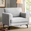 CDCASA Accent Chair, Linen Fabric Oversized Mid Century Modern Chair Set of 1, Comfy Upholstered Armchair Reading Accent Chairs Sofa Chairs for Bedroom Living Room, Light Gray view 1