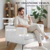 CDCASA Accent Chair, Linen Fabric Oversized Mid Century Modern Chair Set of 1, Comfy Upholstered Armchair Reading Accent Chairs Sofa Chairs for Bedroom Living Room, Light Gray view 4