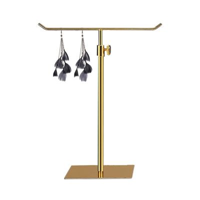 LXBAMKEA Stainless Steel Hanging Hook Display Stands, Necklace Holder, Countertop Jewelry Rack, Handbag Scarf Keyring Bracelet Earrings Storage Rack, Shop Retail Organizers (Color : Gold)