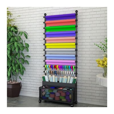 LXBAMKEA Multi-Purpose Stand Rack, 11 Tier Silk Ribbon Ties Shawl Display Stand, Flower Wrapping Paper Holder, Scarf Towel Organizer, Store Retail Family Storage Holder (Color : Black, Size : 80x26x