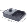 Electric Grill with Hot Pot, 2 in 1 Indoor Non-Stick Electric Hot Pot and Frying Pan,1200W 110V Portable Multifunctional Smokeless Korean BBQ Grill,Independent Temperature Control,for Home Party,Black view 2