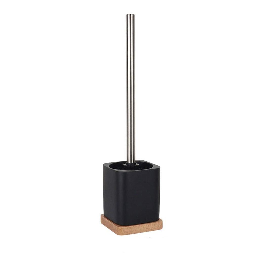 KIZQYN Toilet Brush Square Toilet Brush with Stand Toilet Brush Black Simple Design Toilet Brush Household Bathroom Cleaning No Dead End Toilet Brush Set Toilet Cleaner Brush