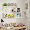 Axeman 48 Inch Floating Shelves | White Picture Ledge Shelf Set of 3 | Rustic Wood Wall Shelves with Lip | 48" White Picture Shelf for Wall with Ledge | Photo Shelves view 2