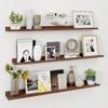 Axeman 48 Inch Floating Shelves | Walnut Picture Ledge Shelf Set of 3 | Rustic Wood Wall Shelves with Lip | 48" Walnut Picture Shelf for Wall with Ledge | Photo Shelves view 1