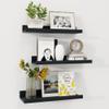 Axeman Picture Ledge Shelf | 16 Inch Black Floating Shelves Set of 3 | Rustic Wood Wall Shelves with Lip | 16" Black Picture Shelf for Wall with Ledge | Photo Shelves view 1