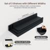 Axeman Picture Ledge Shelf | 16 Inch Black Floating Shelves Set of 3 | Rustic Wood Wall Shelves with Lip | 16" Black Picture Shelf for Wall with Ledge | Photo Shelves view 4