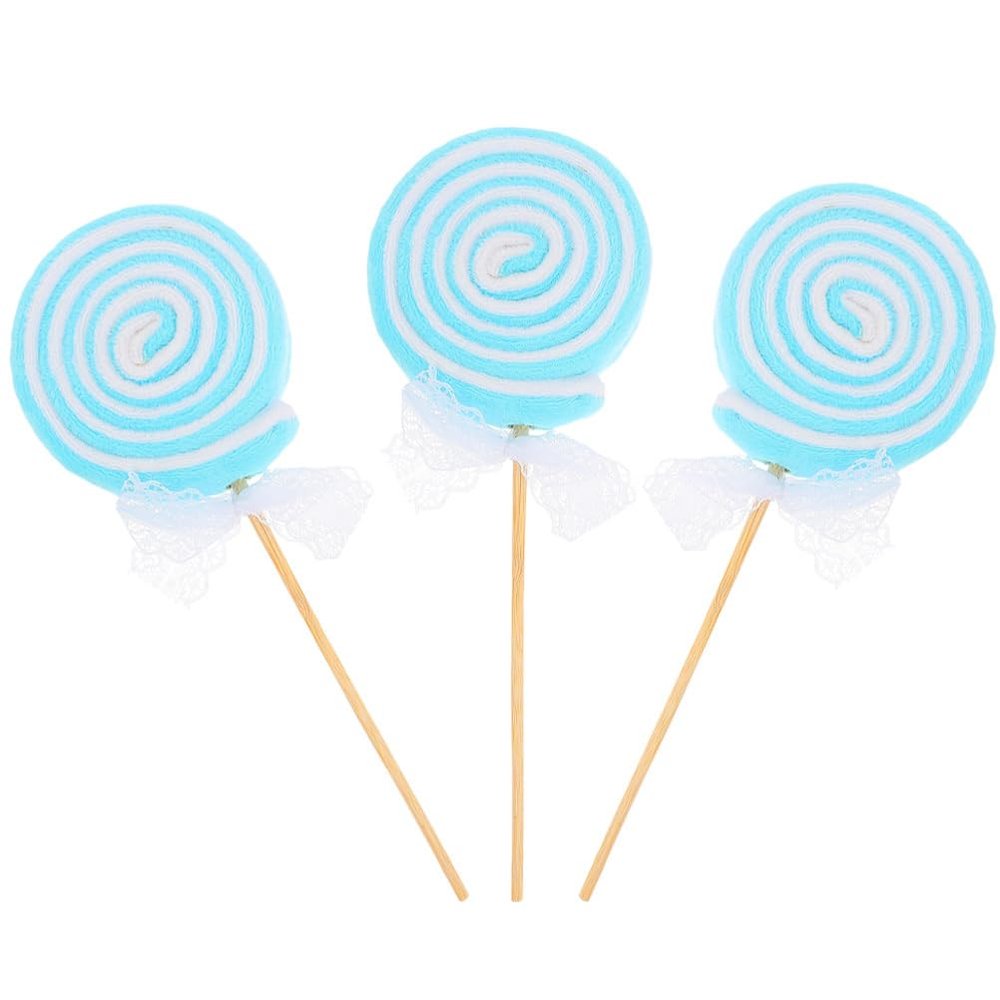 3Pcs Fake Lollipop Christmas Candy Model Prop Wool Felt Simulation Food Ornament for Xmas Tree, Wedding Party Photo Prop