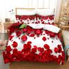 Albideyaa White Bedding Set with Red Rose Petal Pattern King Size Duvet Cover Set for Girls Women Bedroom Comforter Cover Set Supper Soft Microfiber Quilt Cover Set with 2Pillowcase view 1