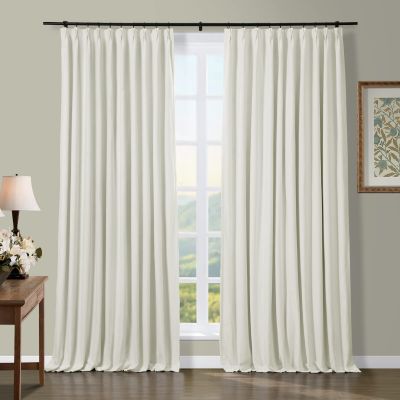 TWOPAGES Blackout Curtain Drapery Heacyweight Pinch Pleated Window Curtain Drape Panel Thermal Insulated Curtain Drapery for Living Room Bedroom, 100W x 96L Inch, 1 Panel, Ivory