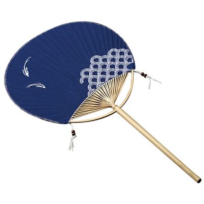 Zerodeko Decorative Handheld Fan Japanese Style Double-Sided Embroidery Elegant Circular Design for Dance and Home