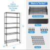 6-Tier Storage Racks, 2100Lbs Capacity Heavy Duty Metal Shelf with Wheels, NSF Certified Commercial Grade Adjustable Large Wire Shelving Unit for Closet Kitchen Garage Basement 48"Lx18"Wx72"H view 3