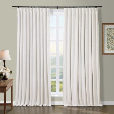 TWOPAGES Blackout Curtain Drapery Heacyweight Pinch Pleated Window Curtain Drape Panel Thermal Insulated Curtain Drapery for Living Room Bedroom, 100W x 96L Inch, 1 Panel, Beige White