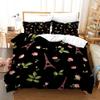 Albideyaa Pink Eiffle Towers Flowers Pattern Comforter Cover Set Queen Size Black Bedding Duvet Cover Set Green Leave Plant Print Girls Women Quilt Cover Set with 2Pillowcase view 1