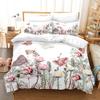 Albideyaa Pink Eiffle Towers Flowers Pattern Comforter Cover Set Queen Size Black Bedding Duvet Cover Set Green Leave Plant Print Girls Women Quilt Cover Set with 2Pillowcase view 2