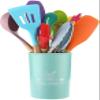 12-Piece Colorful Silicone Kitchenware Set Non-Stick Pan Cooking Spatula Spoon Wooden Handle Box High Temperature Resistance view 1