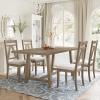5 Piece Wood Dining Table and Chair Set, Farmhouse Rustic Dining Table Set 70inch Kitchen Table Set with 4 High Back Upholstered Chairs Large Dining Set, Easy Assembly, for Dining Room view 1
