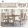 5 Piece Wood Dining Table and Chair Set, Farmhouse Rustic Dining Table Set 70inch Kitchen Table Set with 4 High Back Upholstered Chairs Large Dining Set, Easy Assembly, for Dining Room view 2