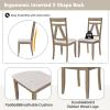 5 Piece Wood Dining Table and Chair Set, Farmhouse Rustic Dining Table Set 70inch Kitchen Table Set with 4 High Back Upholstered Chairs Large Dining Set, Easy Assembly, for Dining Room view 3