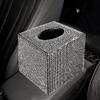 Bling Tissue Holder with Crystal Rhinestone Square Tissue Storage Box Fashion Tissue Container Glitter Diamond Tissue Organizer Facial Napkin Dispenser for Car Home Bedroom Dresser Night Stands view 2