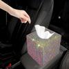 Bling Tissue Holder with Crystal Rhinestone Square Tissue Storage Box Fashion Tissue Container Glitter Diamond Tissue Organizer Facial Napkin Dispenser for Car Home Bedroom Dresser Night Stands view 4