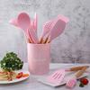 12 PCS Silicone Cooking Utensils Set Non-stick Spatula Shovel Wooden Handle Cooking Tools Set with Storage Box Kitchen Tools view 3