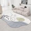 5x8ft Irregular Shaped Oval Area Rug Botanical Print Abstract Carpet White Blue Gray Non-Slip Rugs for Living Room Bedroom Dining Room Decor Stain Resistant Washable view 1