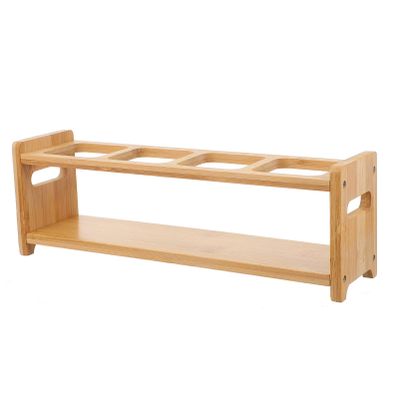 NOLITOY Kitchen Wooden Storage Rack for Condiments Spice Bottle Organizer Convenient Handles for Storing Sauces Jelly Jars and Medicine Bottles Keeps Kitchen Tidy and Organized