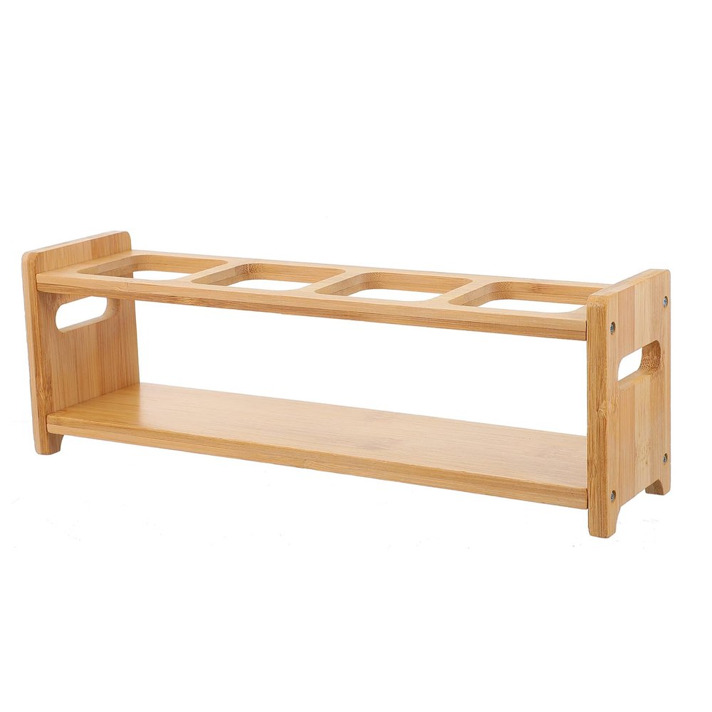 NOLITOY Kitchen Wooden Storage Rack for Condiments Spice Bottle Organizer Convenient Handles for Storing Sauces Jelly Jars and Medicine Bottles Keeps Kitchen Tidy and Organized