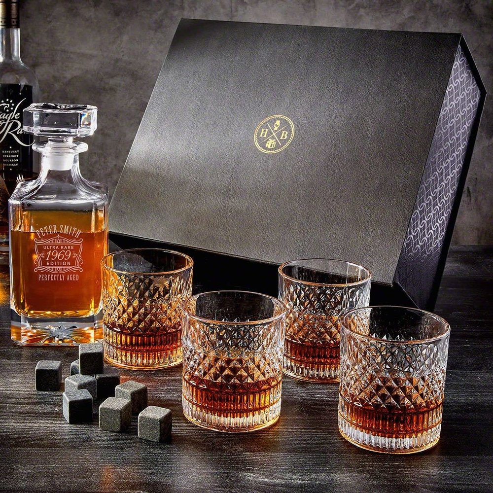 Custom Crystal Decanter Set - 7 pc Luxury Carson Decanter, Personalized Product