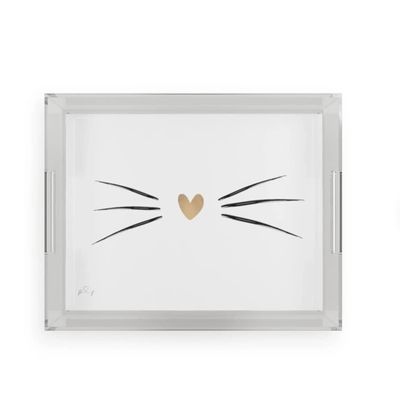 Acrylic Serving Tray with Handles - Cat Gifts for Cat Lovers - Trays for Coffee Tables - Tray for Ottoman - Cute Decor for Home - Kitty Breakfast Weddings Baby Shower Celebration Vanity Tray
