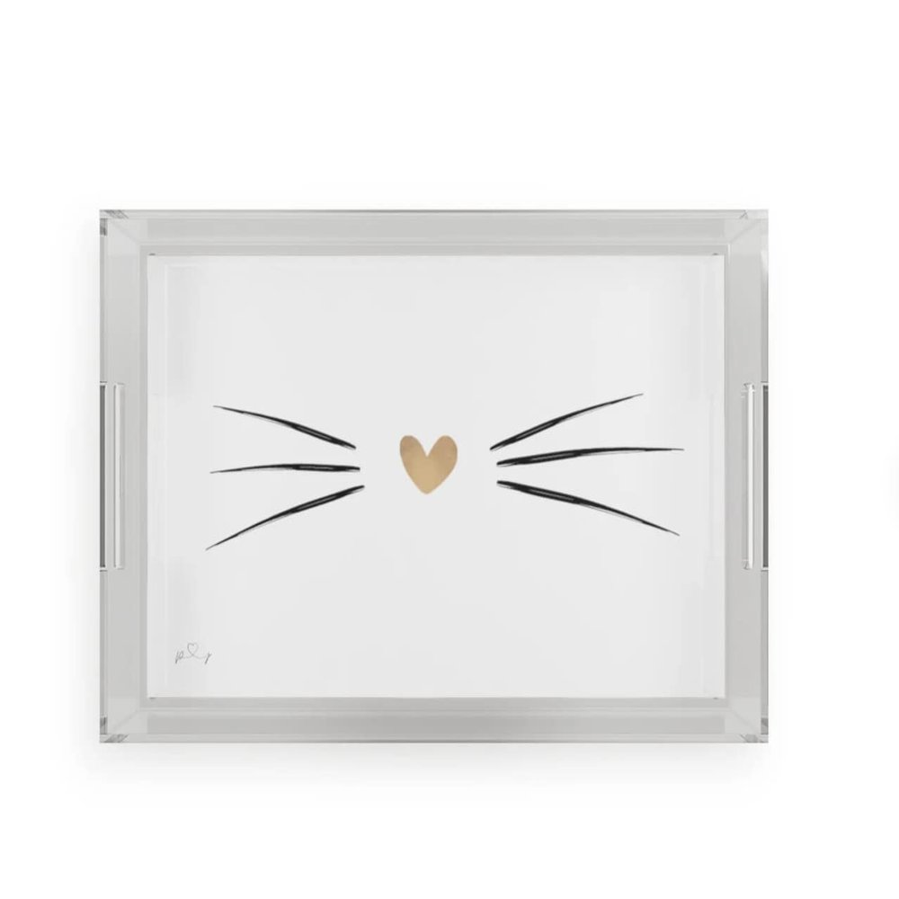 Acrylic Serving Tray with Handles - Cat Gifts for Cat Lovers - Trays for Coffee Tables - Tray for Ottoman - Cute Decor for Home - Kitty Breakfast Weddings Baby Shower Celebration Vanity Tray